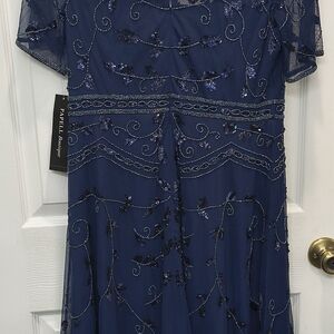 Adrianna Papell Blue Embellished Gown